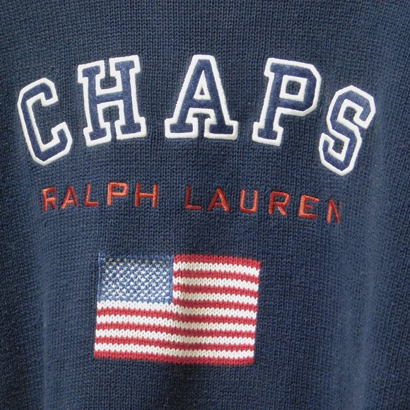 VTG 80's Hand Framed Chaps Ralph Lauren Knit Crew - Picture 2 of 6
